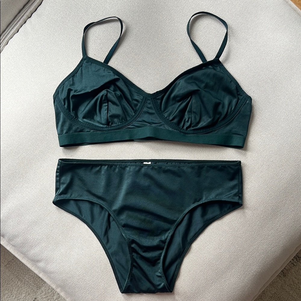 Madewell Silk Green Undies Set